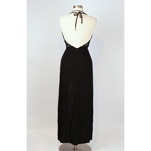 Cleobella Embroidered Lace Halter Midi Maxi Dress Tulip Hem Black - Size XS - Picture 4 of 6